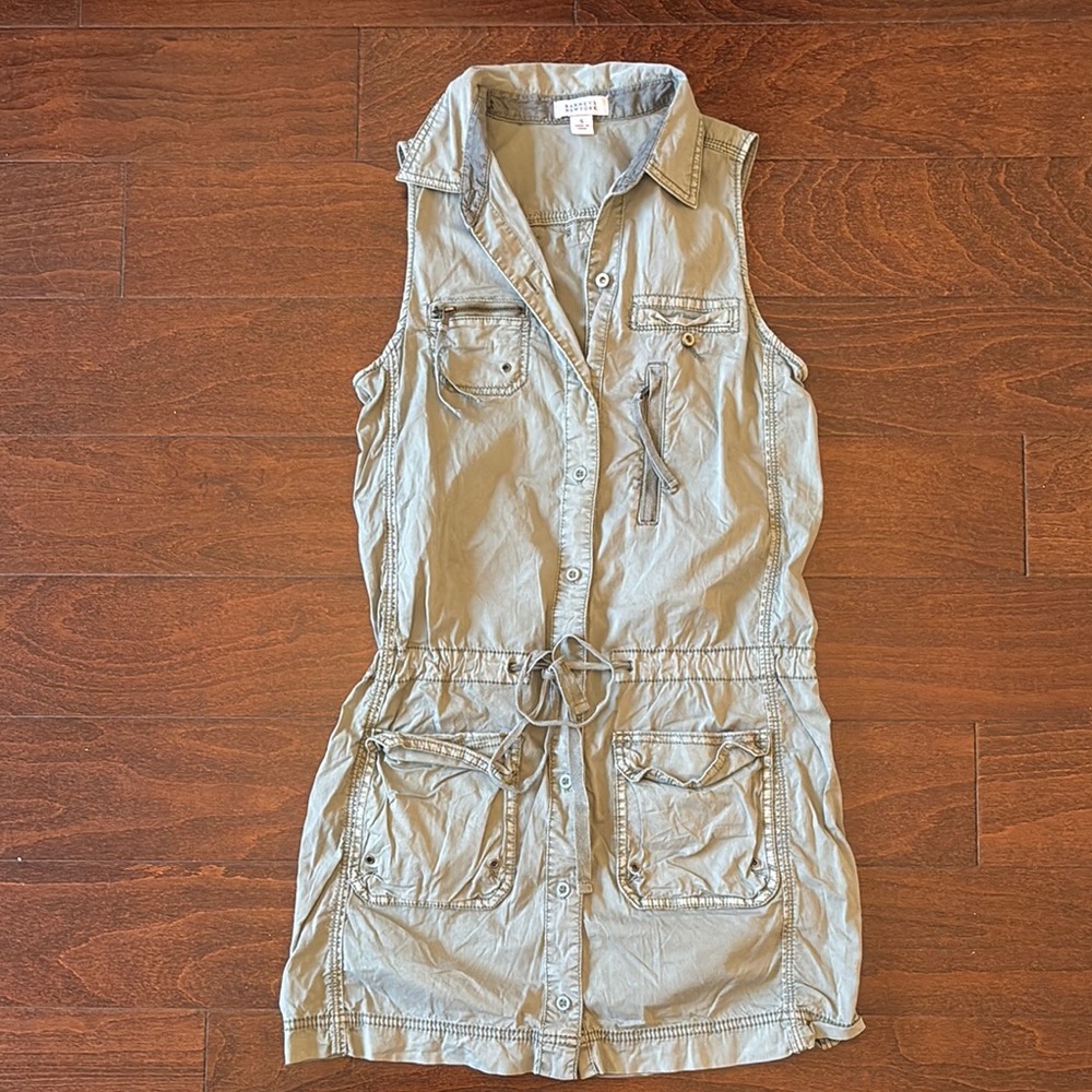 Sleeveless Button-Up Utility Dress